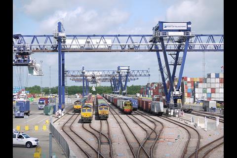 Network Rail begin £60·4m programme of weekend works to upgrade the single track branch to the Port of Felixstowe.